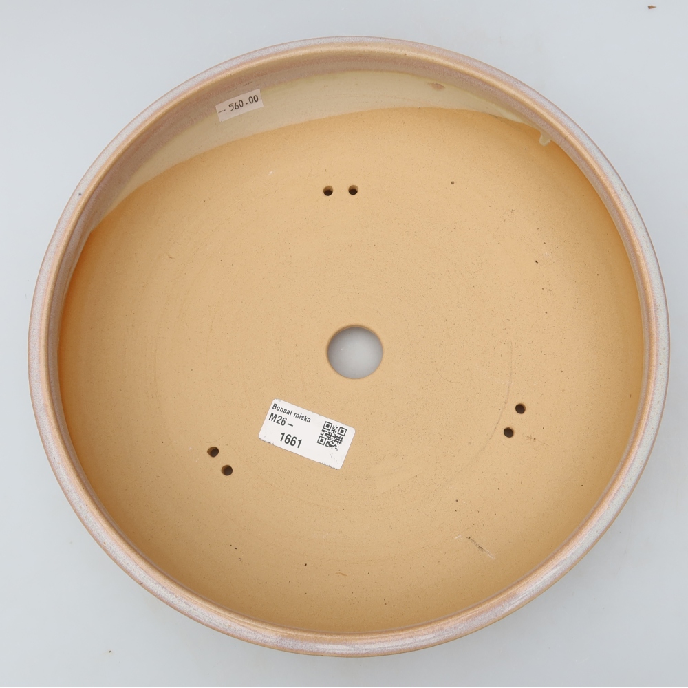 Pot à bonsaï en céramique 25,5 x 25,5 x 6,5 cm, couleur beige