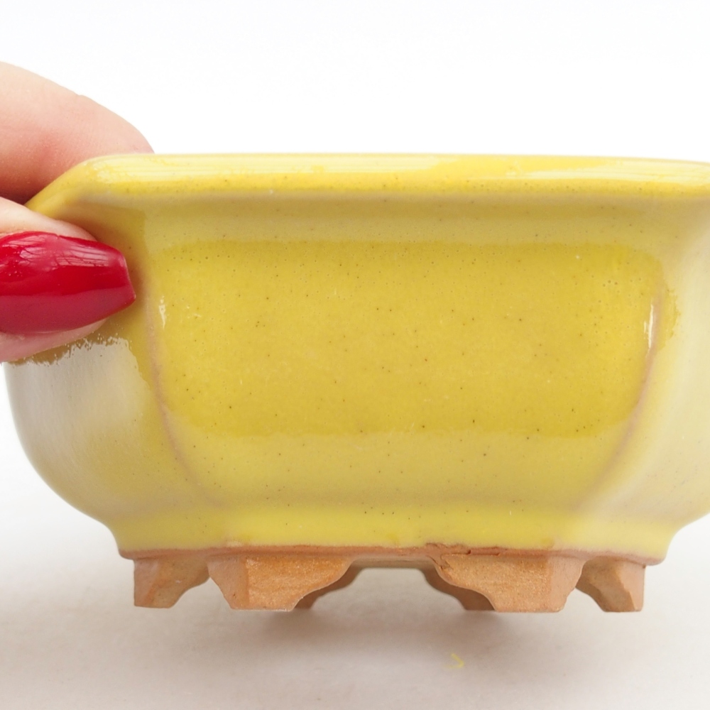 Bol à bonsaï en céramique 12 x 10,5 x 4,5 cm, jaune