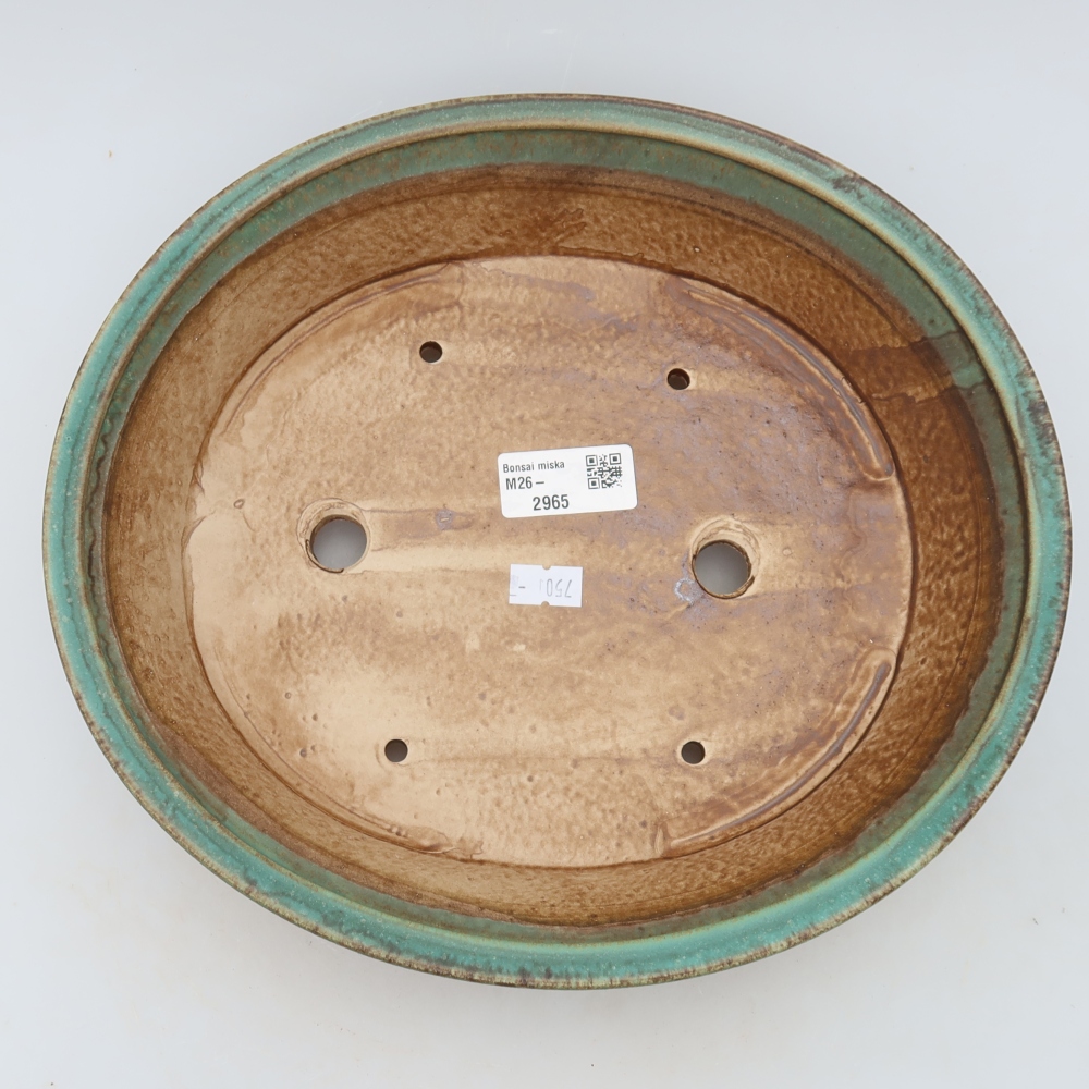 Pot à bonsaï en céramique 27 x 24,5 x 6 cm, couleur verte