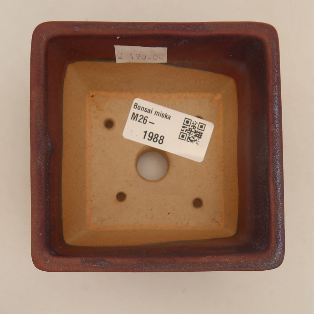 Pot à bonsaï en céramique 9,5 x 9,5 x 5,5 cm, couleur violette