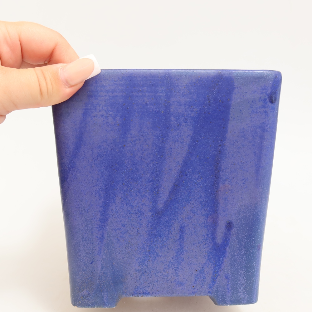 Pot à bonsaï en céramique 13 x 13 x 13,5 cm, couleur bleue