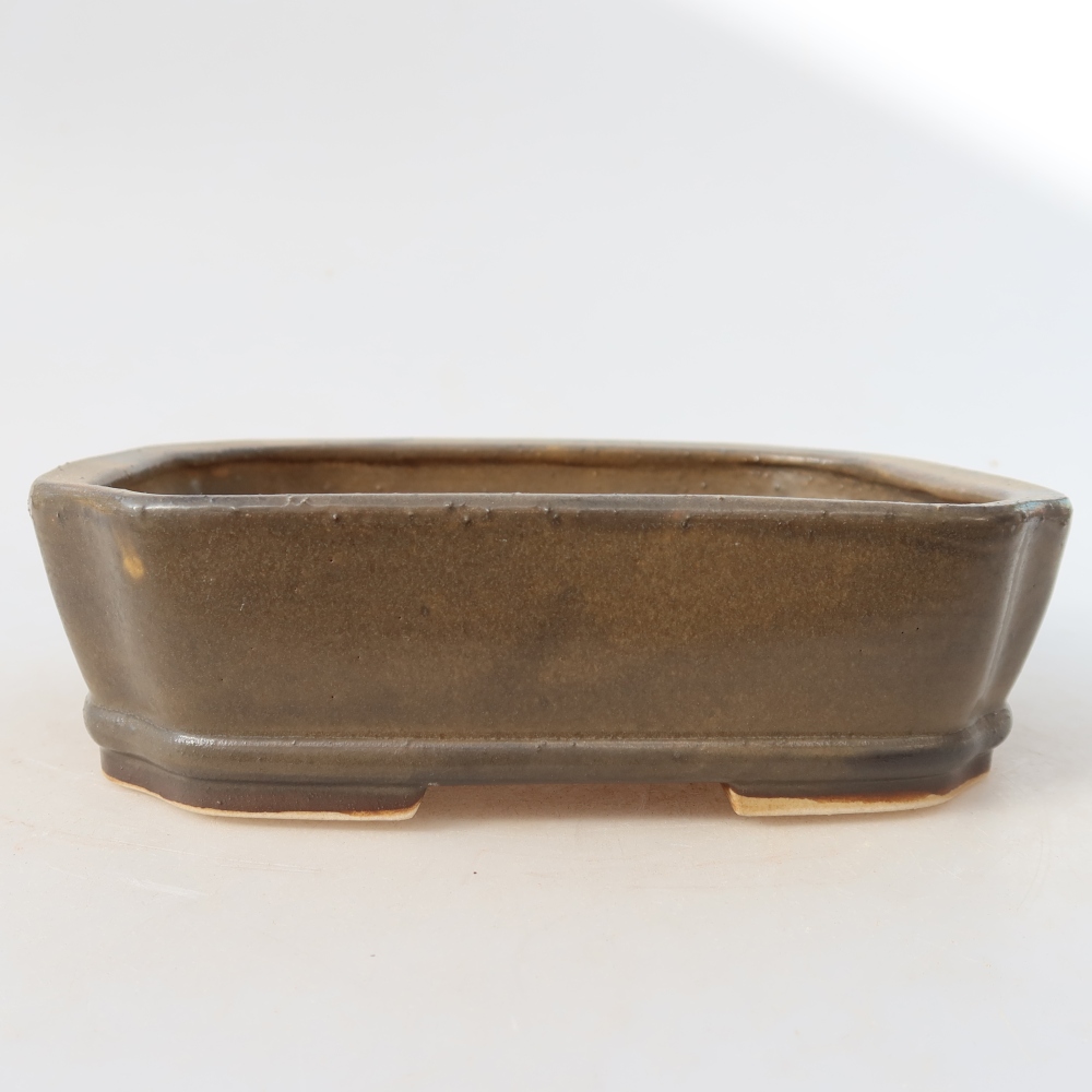 Bol à bonsaï en céramique 17,5 x 14,5 x 5 cm, brun