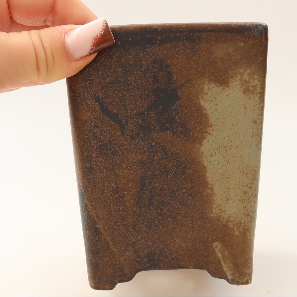 Pot à bonsaï en céramique 9 x 9 x 11,5 cm, couleur marron