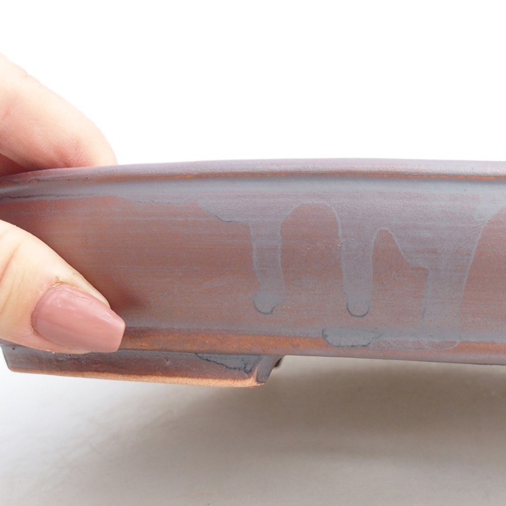 Bol à bonsaï en céramique 24,5 x 20 x 4 cm, couleur métal