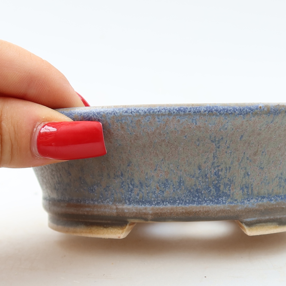 Pot à bonsaï en céramique 13 x 11,5 x 4 cm, couleur bleue
