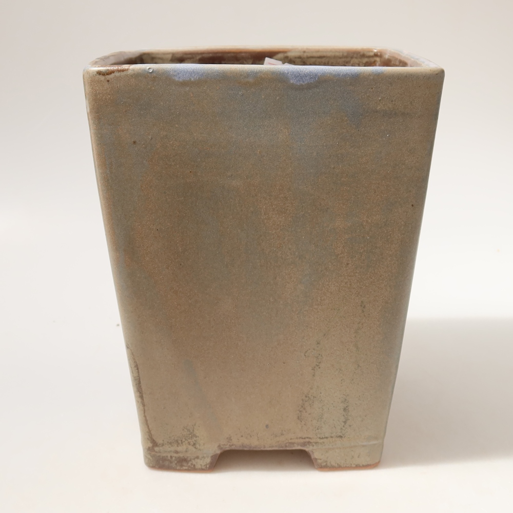 Pot à bonsaï en céramique 15 x 15 x 19,5 cm, couleur marron-bleu