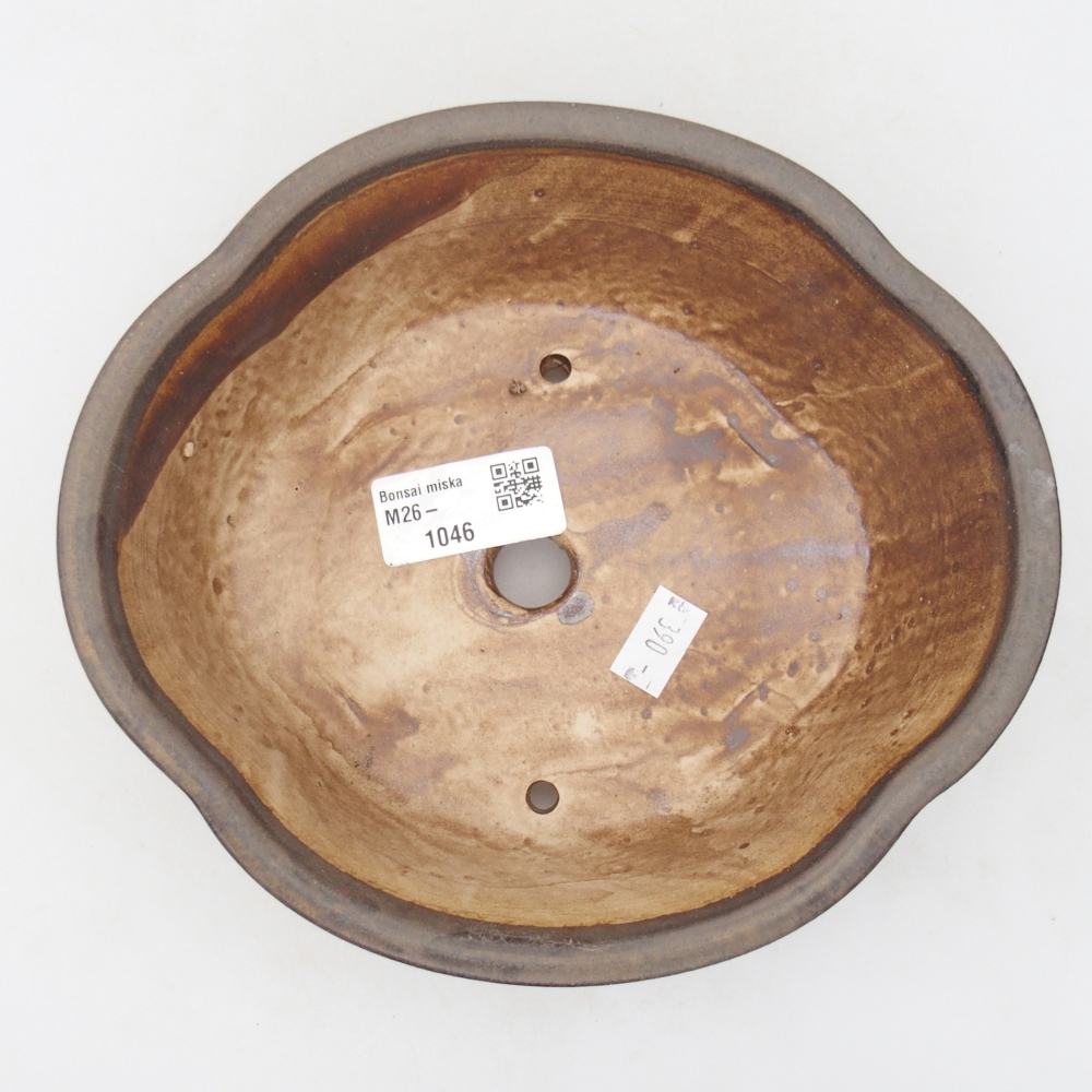 Bol à bonsaï en céramique 18,5 x 17 x 6 cm, brun