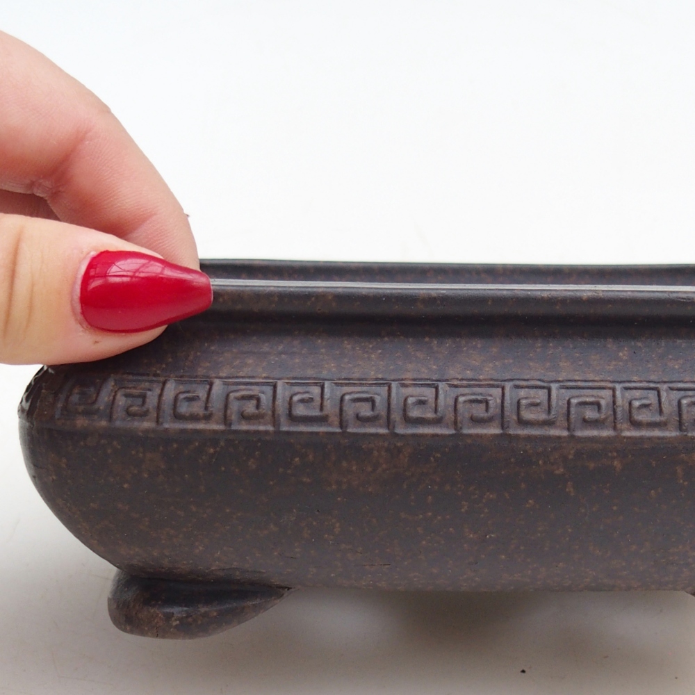 Bol à bonsaï en céramique 14,5 x 10 x 5,5 cm, couleur ocre brunâtre