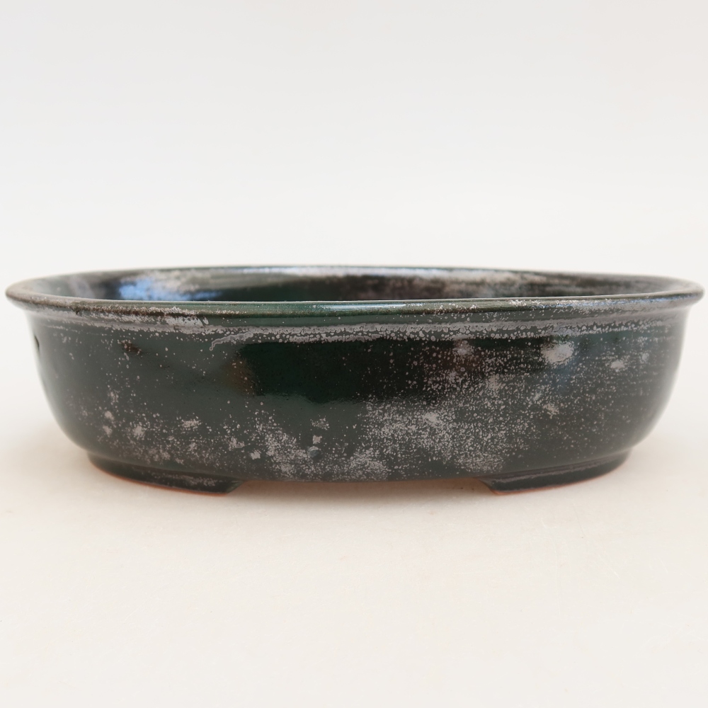 Pot à bonsaï en céramique 19 x 14,5 x 5 cm, couleur verte