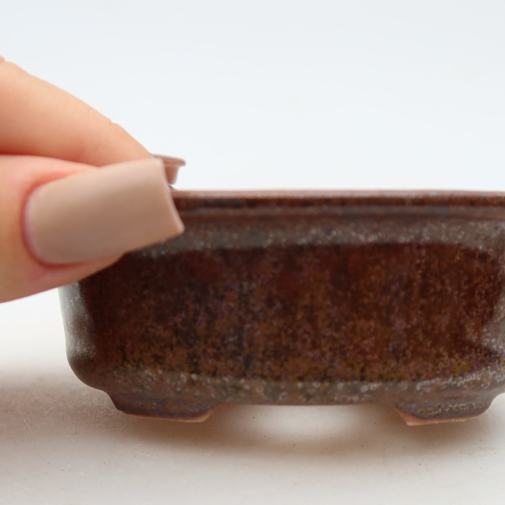 Pot à bonsaï en céramique 9,5 x 6,5 x 3 cm, couleur marron