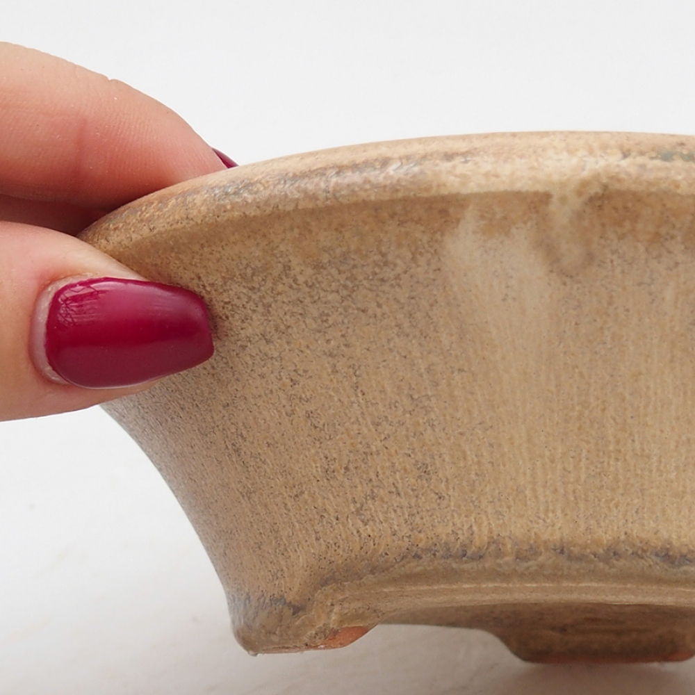Bol à bonsaï en céramique 13,5 x 13,5 x 4,5 cm, couleur beige