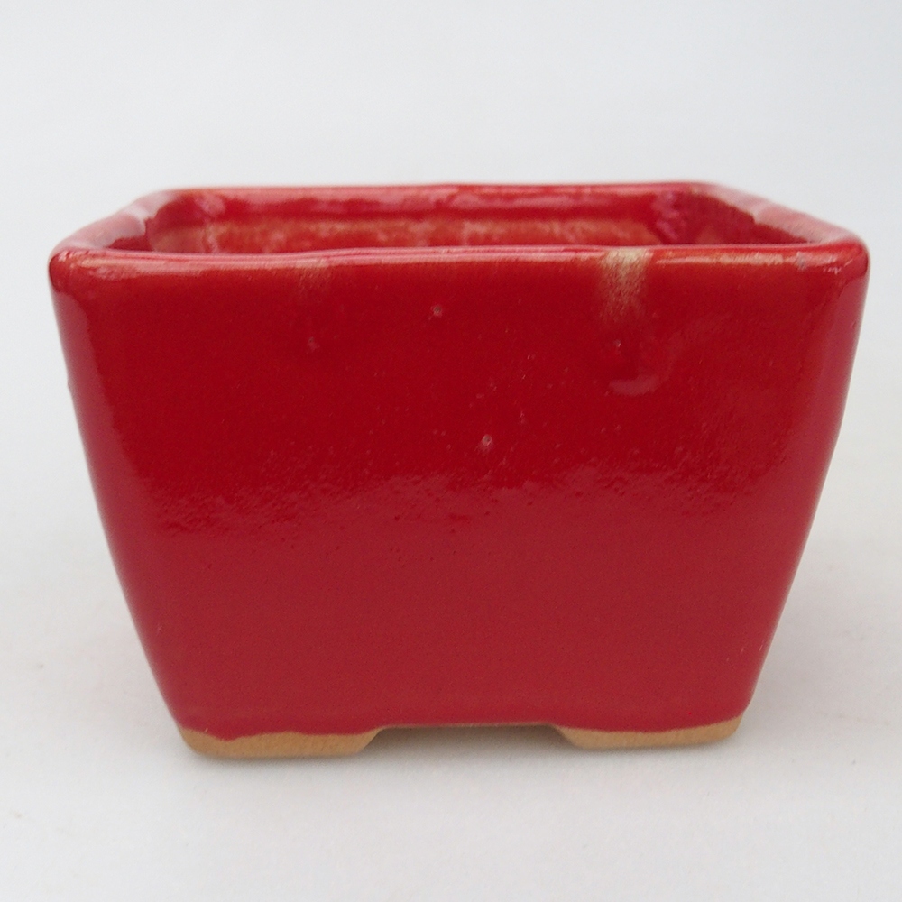 Bol à bonsaï en céramique 8,5 x 8,5 x 6 cm, couleur rouge