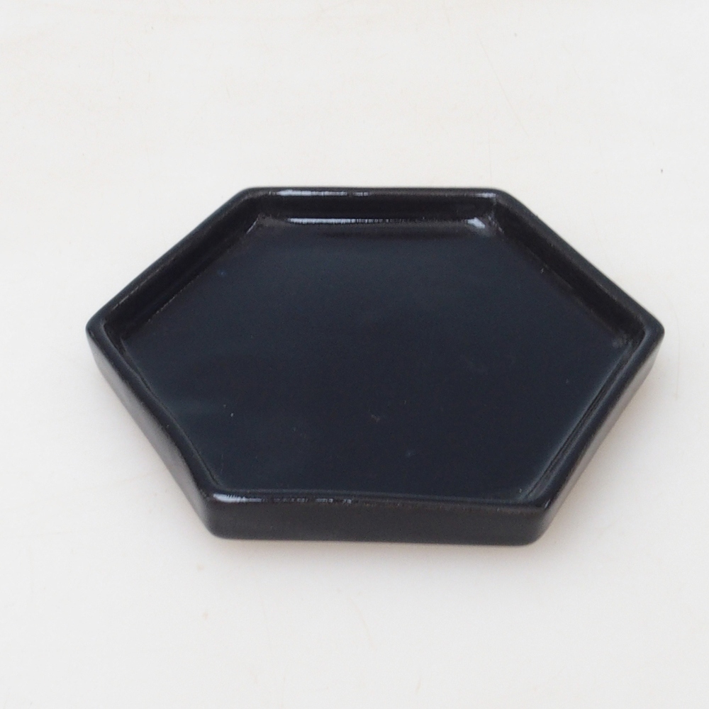 Bonsaï soucoupe hexagonale D3 - 11 x 9,5 x 1 cm - noir
