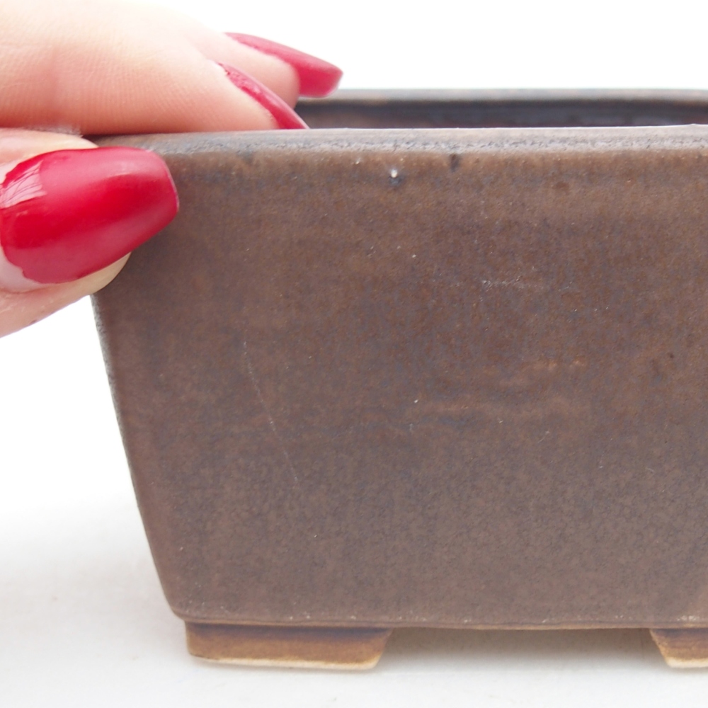 Bol à bonsaï en céramique 8,5 x 8,5 x 5,5 cm, brun