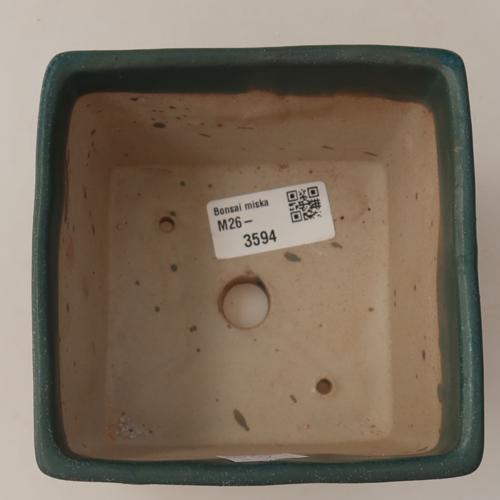 Pot à bonsaï en céramique 11,5 x 11,5 x 9 cm, couleur bleue