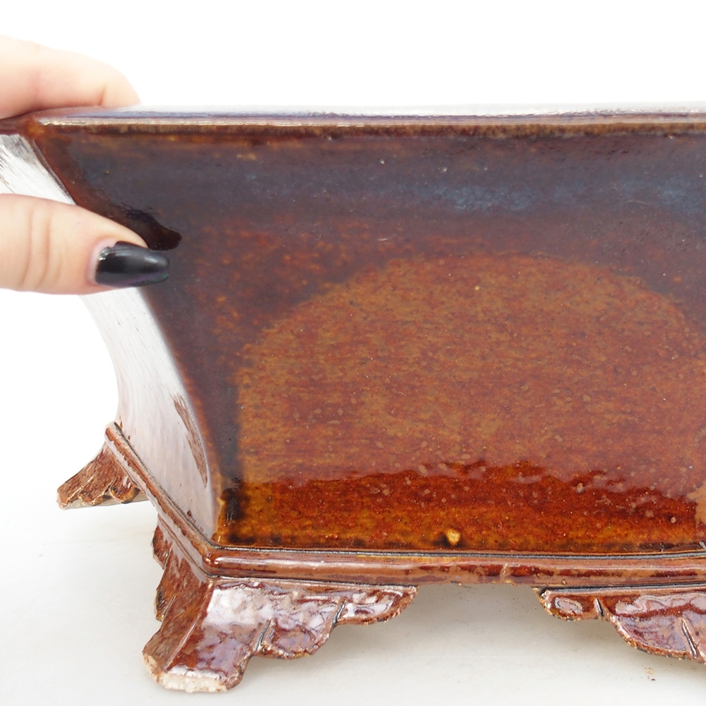 Bol à bonsaï en céramique 36 x 31,5 x 14 cm, brun