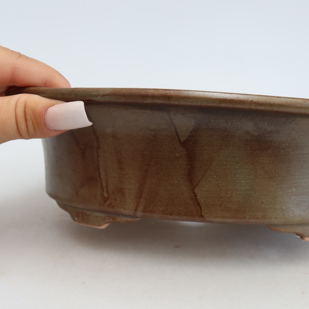Pot à bonsaï en céramique 22 x 17,5 x 6,5 cm, couleur marron