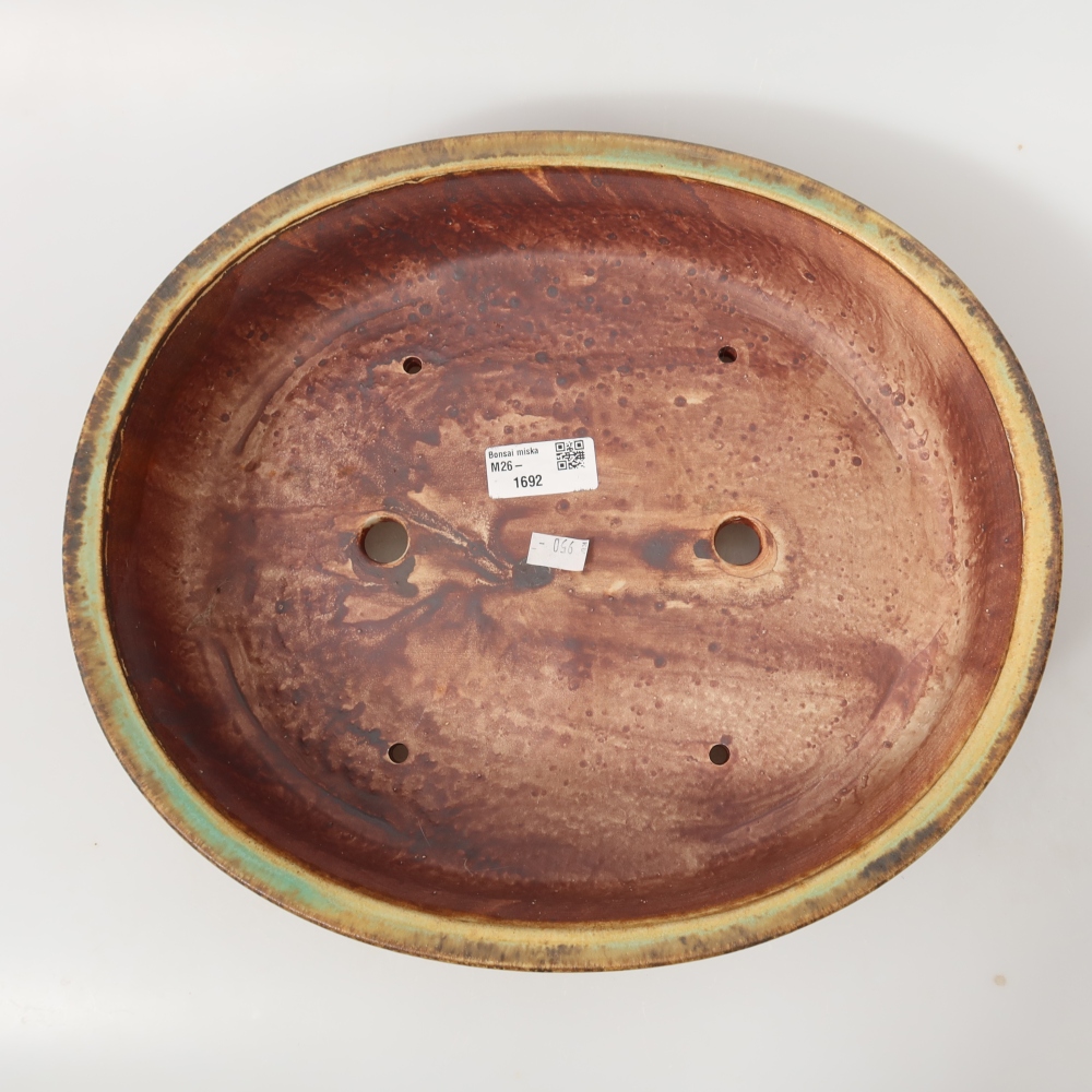 Pot à bonsaï en céramique 31,5 x 27,5 x 7 cm, couleur verte