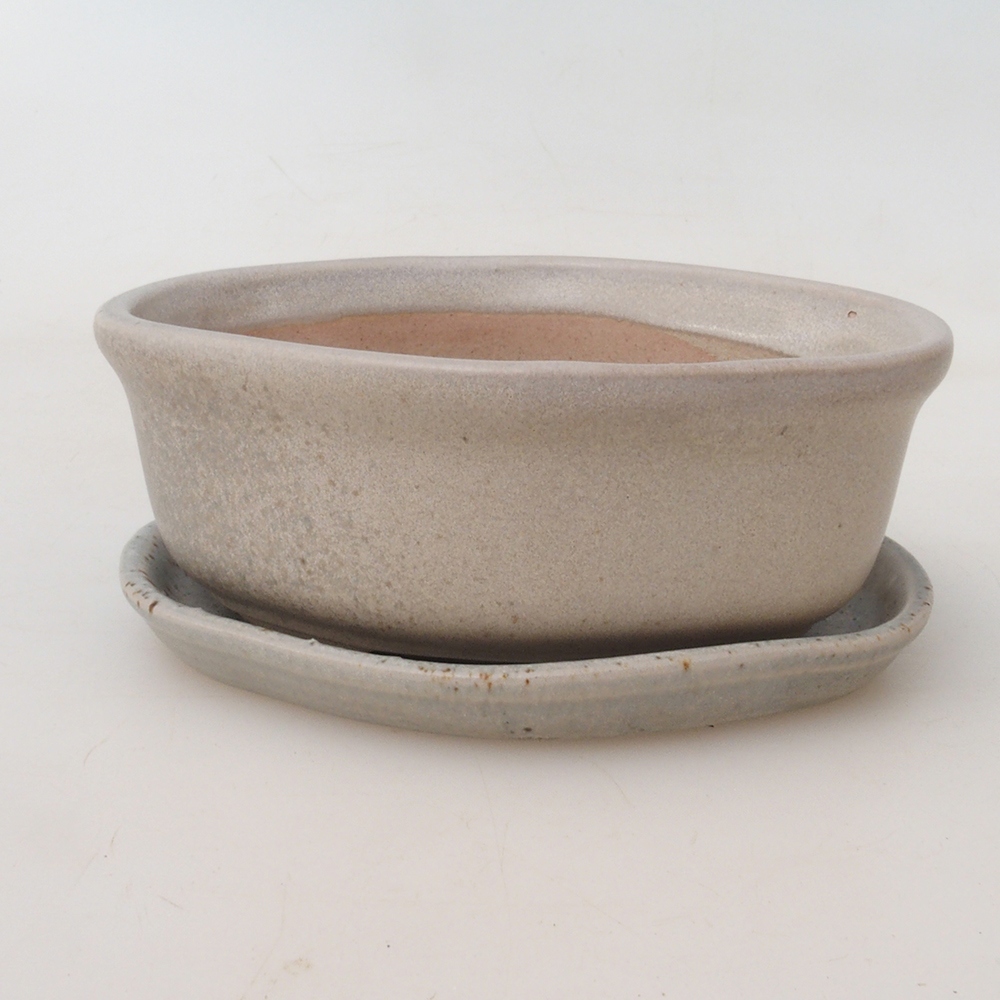 Bol bonsaï + soucoupe H05 - 11 x 8 x 4 cm - beige