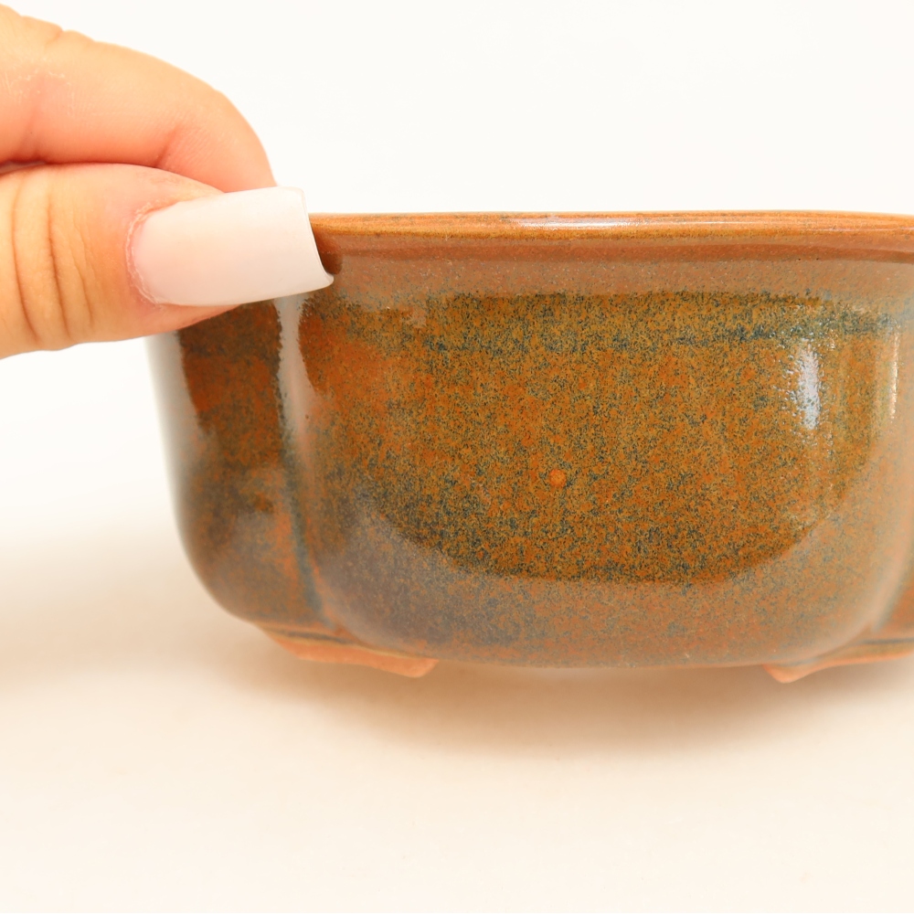 Pot à bonsaï en céramique 13,5 x 11 x 6 cm, couleur marron
