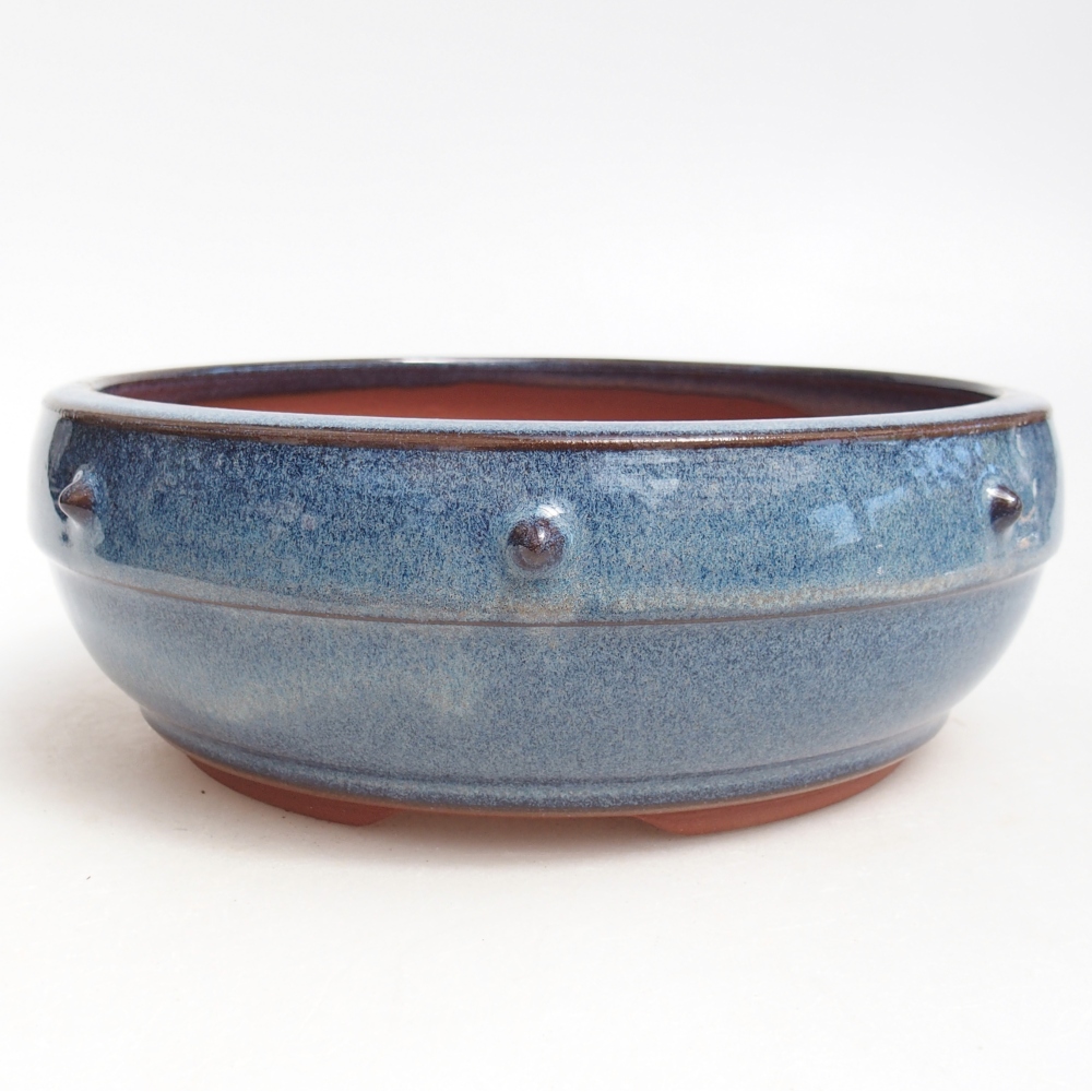 Bol à bonsaï en céramique 17,5 x 17,5 x 6 cm, couleur bleu
