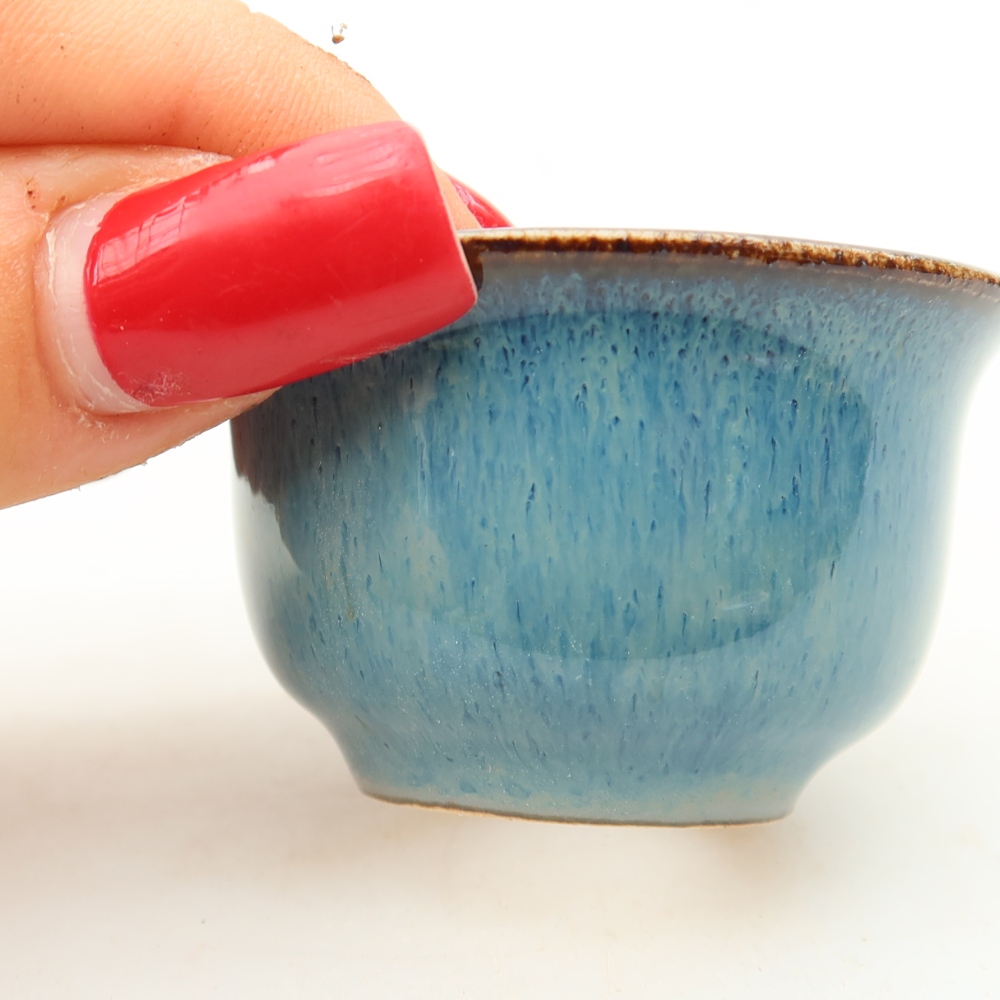 Pot à bonsaï en céramique 5,5 x 5 x 3 cm, couleur bleue