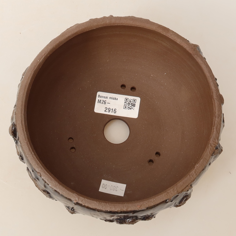 Pot à bonsaï en céramique 16 x 16 x 8 cm, couleur marron