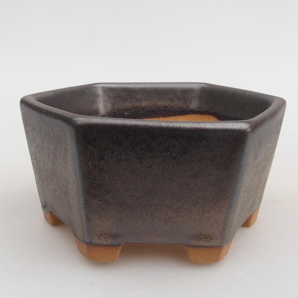 Bol à bonsaï en céramique 9,5 x 9 x 4,5 cm, couleur métal