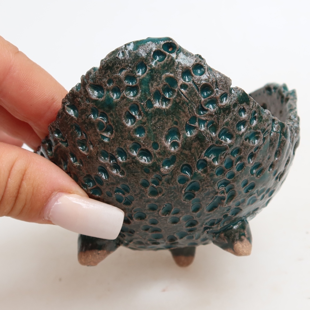 Coquille en céramique  10 x 9,5 x 6,5 cm, couleur verte