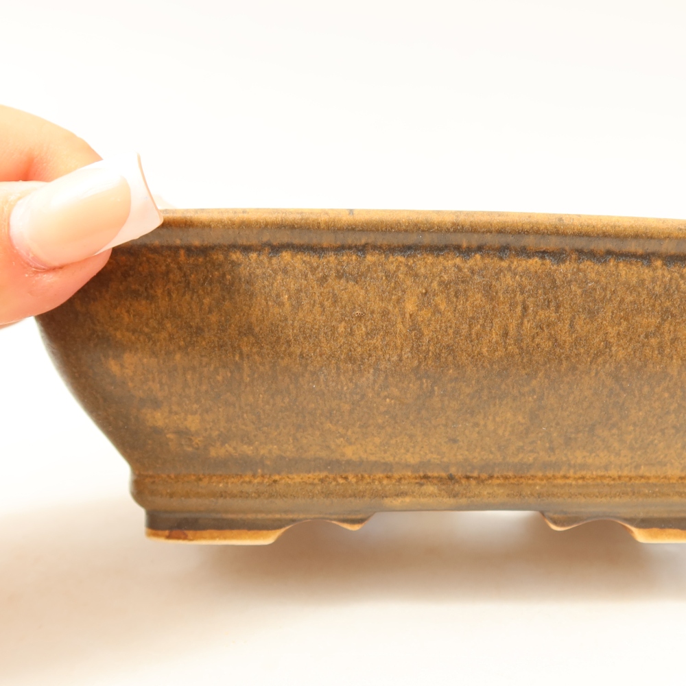 Pot à bonsaï en céramique 15 x 12 x 5,5 cm, couleur marron