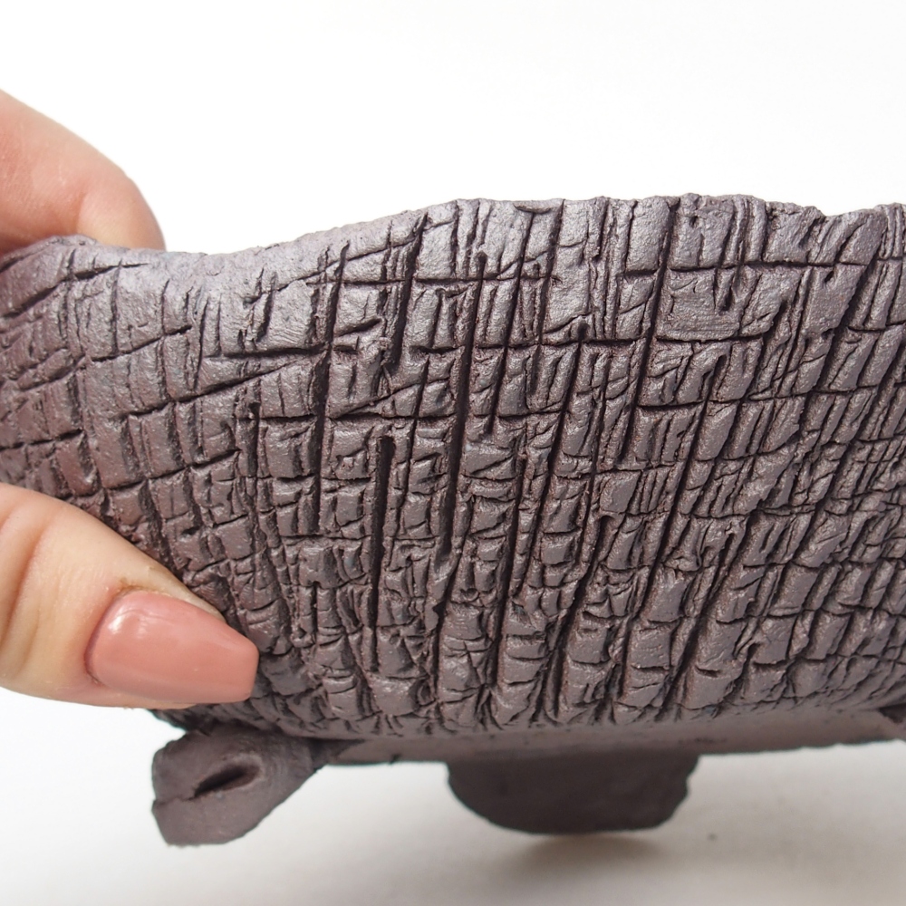 Bol à bonsaï en céramique 17 x 16,5 x 6 cm, couleur métal