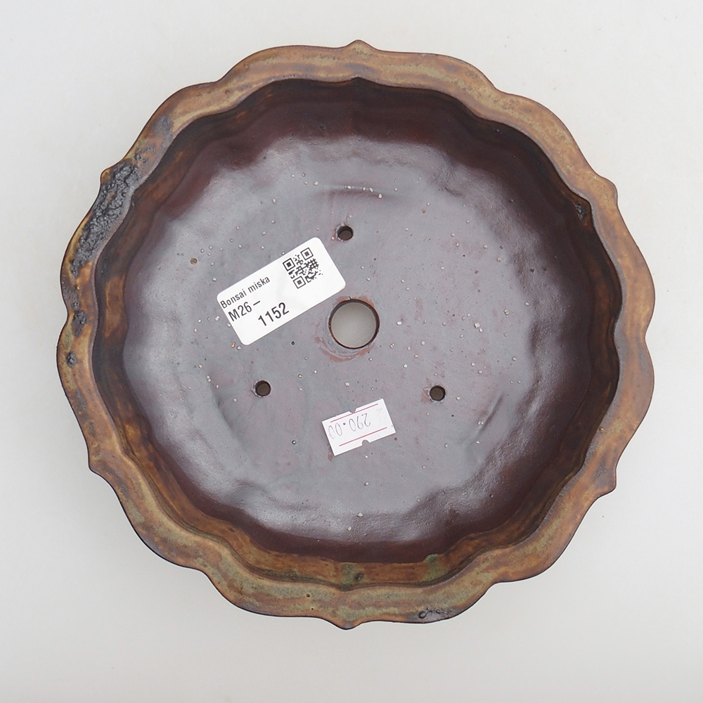 Bol à bonsaï en céramique 18 x 18 x 4,5 cm, couleur brun-vert