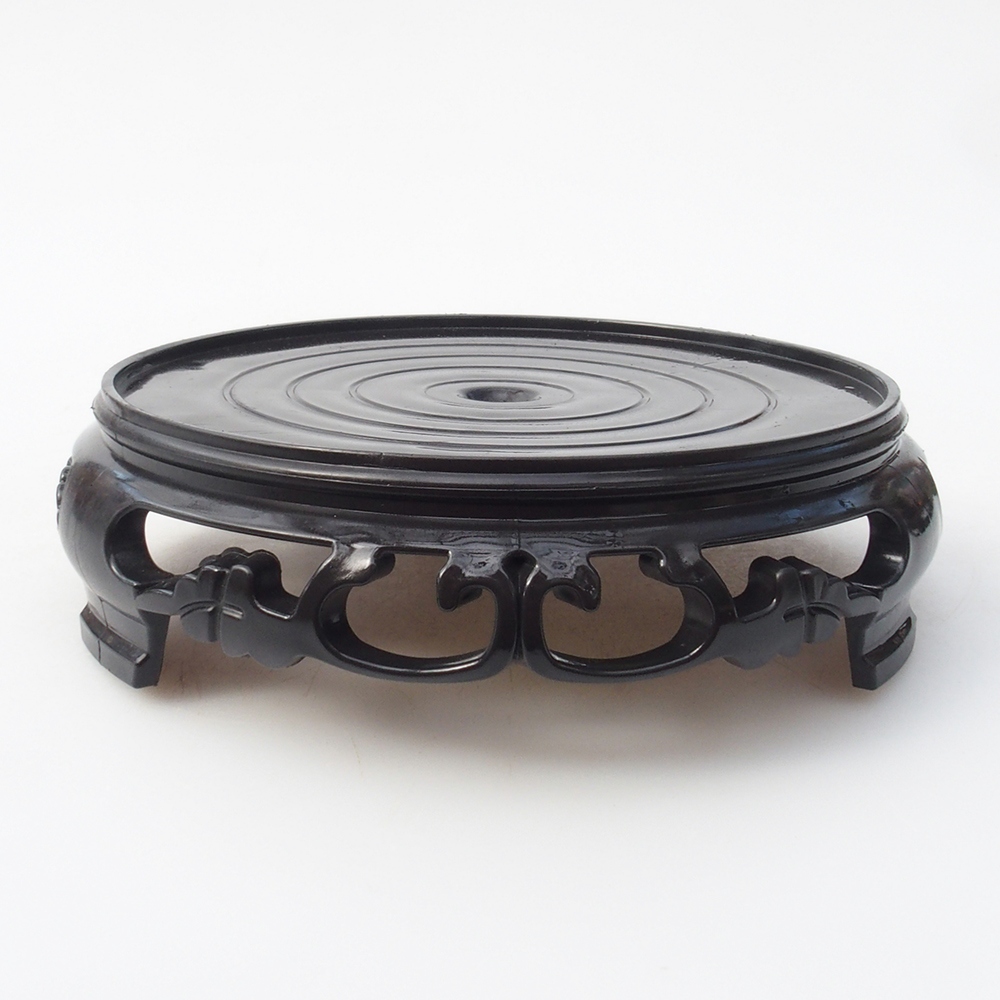 Table à bonsaï en plastique ronde 14,5 x 14,5 x 4 cm, couleur noire