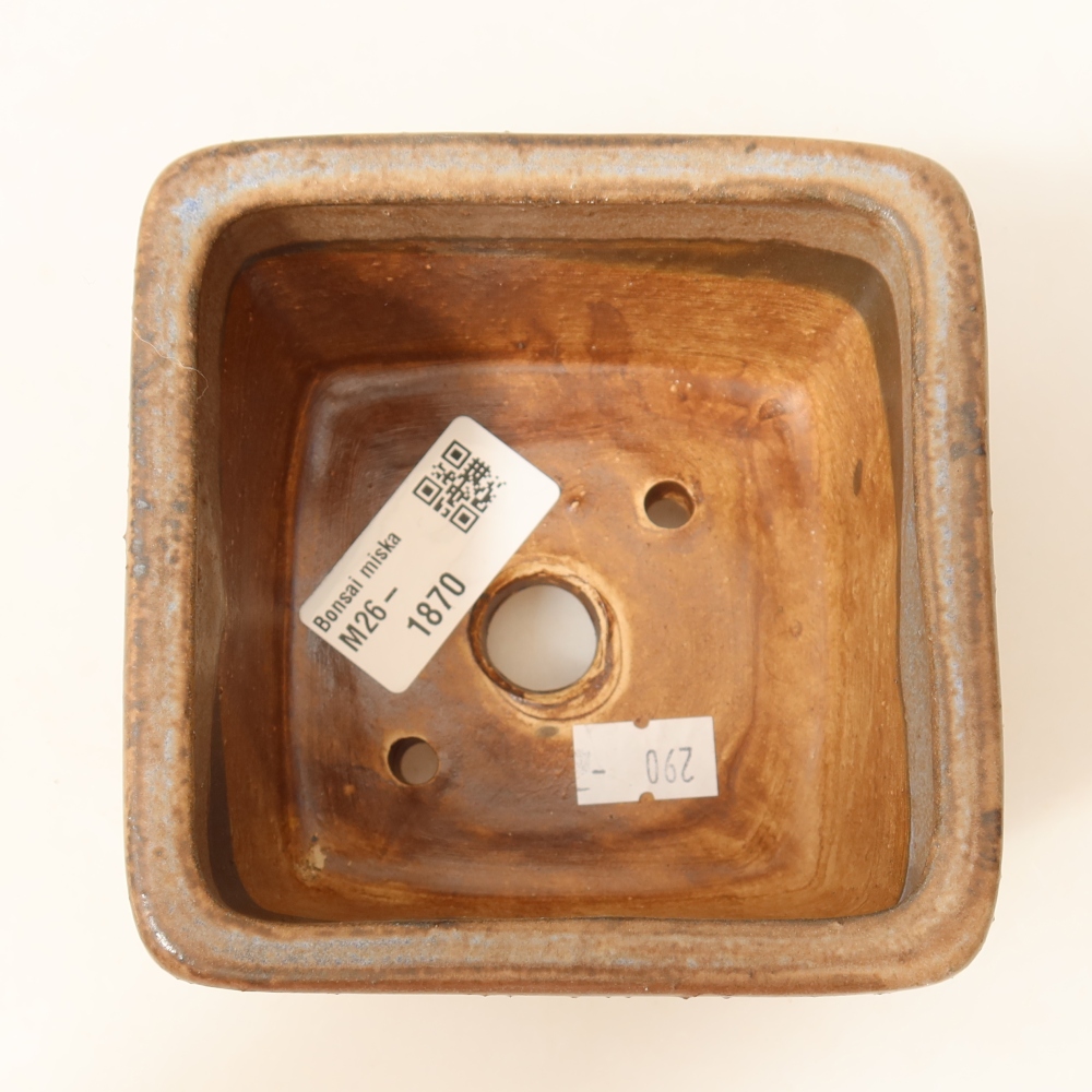 Pot à bonsaï en céramique 10,5 x 10,5 x 7 cm, couleur bleue