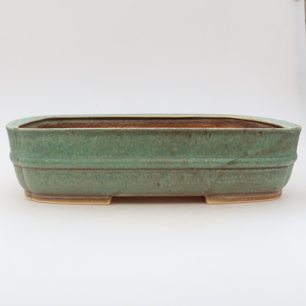Pot à bonsaï en céramique 29,5 x 24,5 x 7 cm, couleur verte