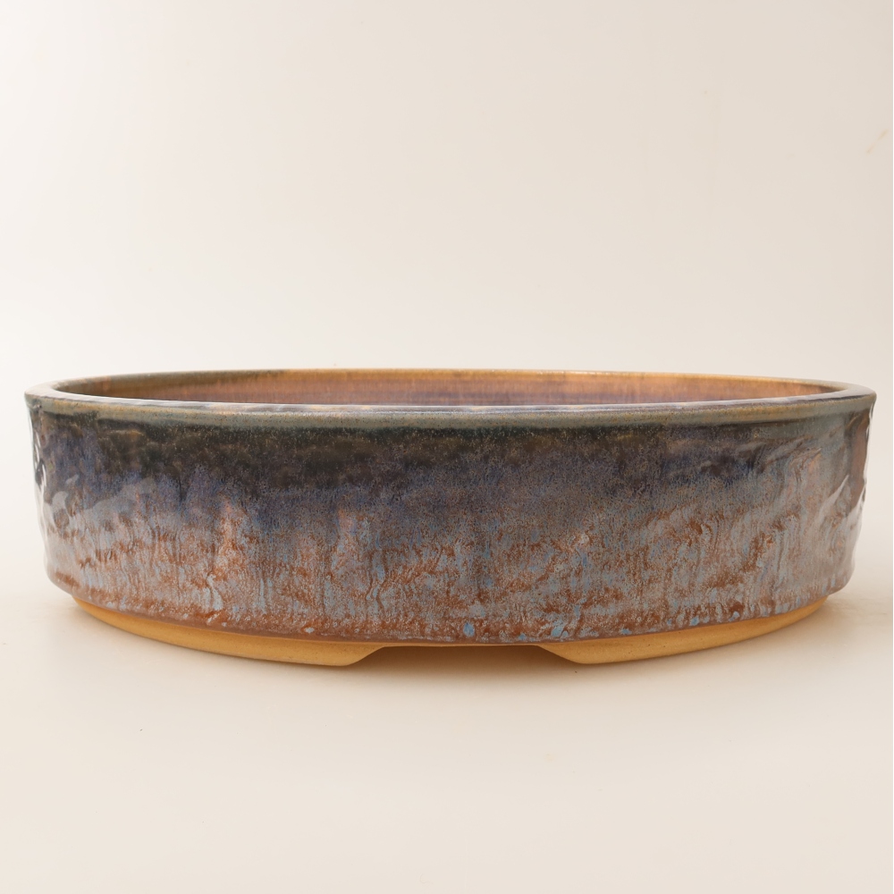 Pot à bonsaï en céramique 31 x 31 x 7,5 cm, couleur bleue