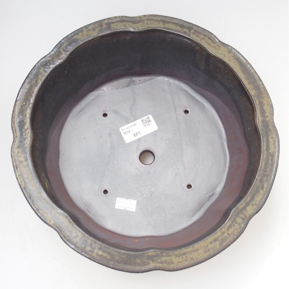 Bol à bonsaï en céramique 26,5 x 26,5 x 8 cm, brun