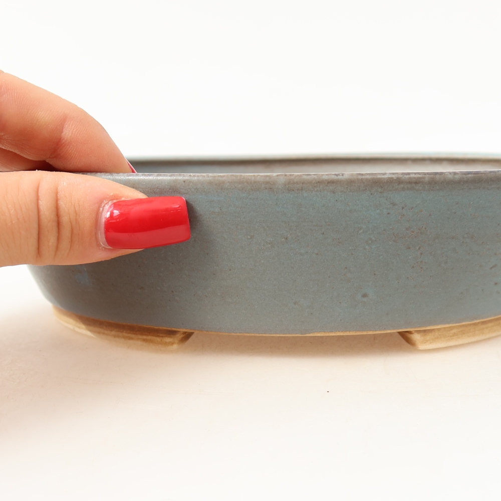 Bol à bonsaï en céramique 18,5 x 16,5 x 4,5 cm, couleur bleu