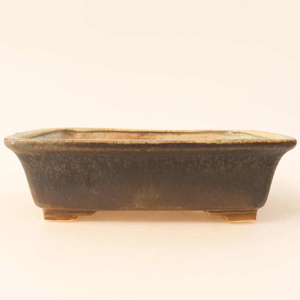 Bol à bonsaï en céramique 17,5 x 14,5 x 5 cm, brun