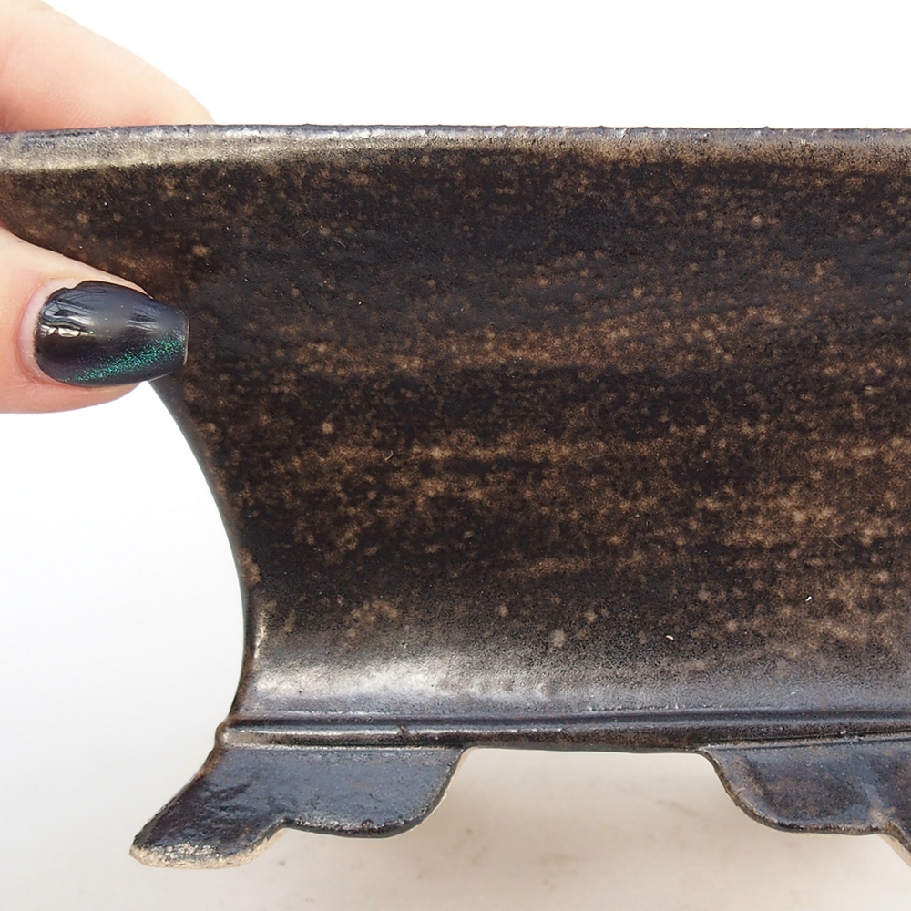 Bol à bonsaï en céramique 13 x 13 x 8 cm, brun