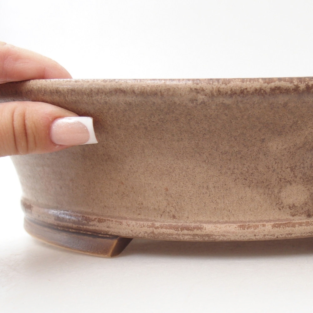 Bol à bonsaï en céramique 32 x 29 x 7,5 cm, couleur beige