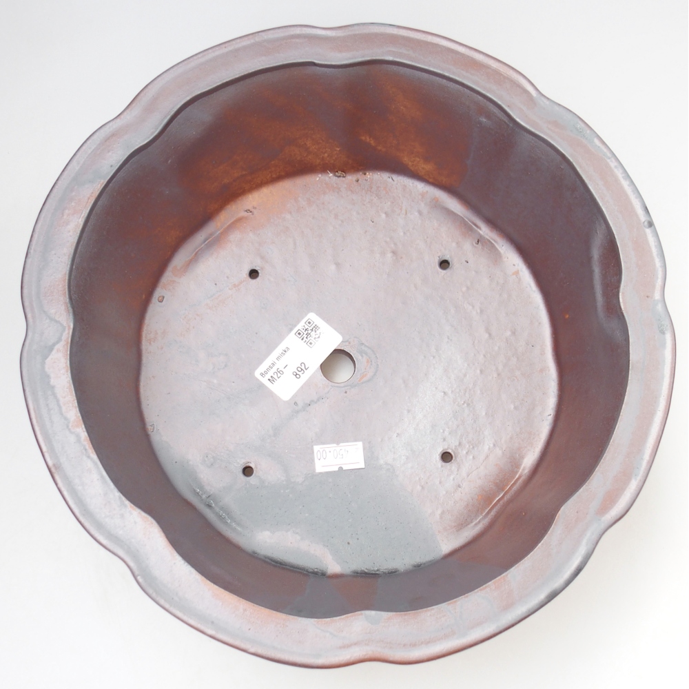 Bol à bonsaï en céramique 26,5 x 26,5 x 8 cm, couleur métal