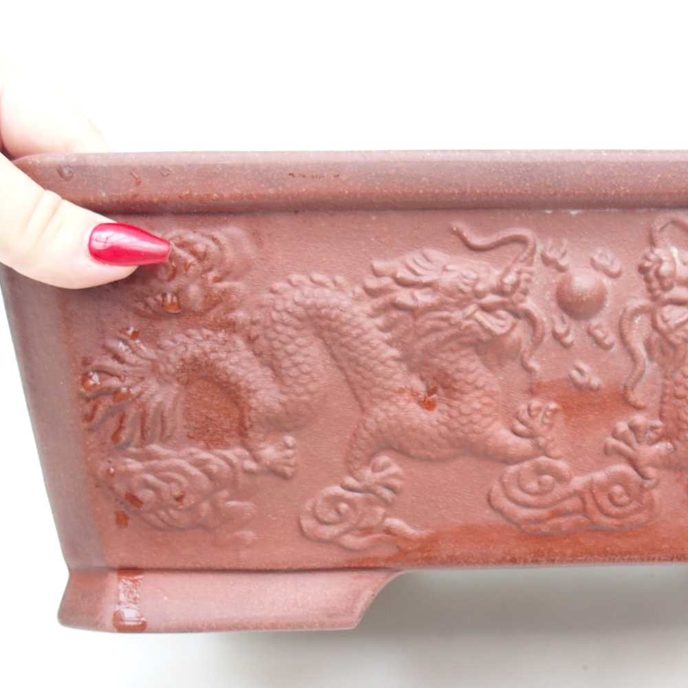 Bol à bonsaï en céramique 32,5 x 22,5 x 11,5 cm, brun