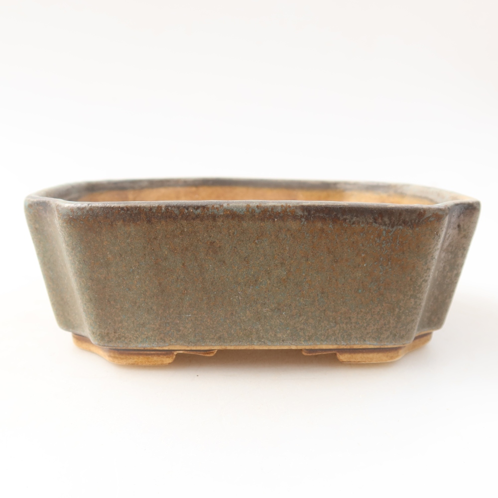 Pot à bonsaï en céramique 14 x 11,5 x 4,5 cm, couleur verte