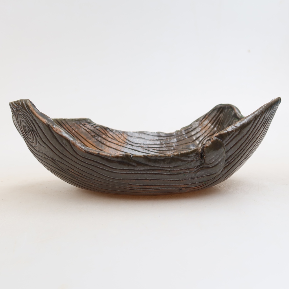 Coquille en céramique  16,5 x 11 x 6 cm, couleur brun-vert