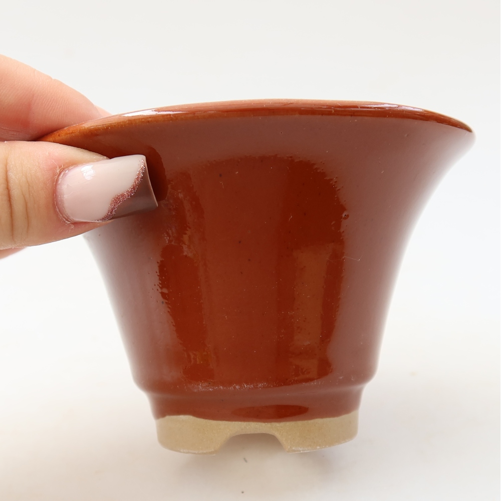 Pot à bonsaï en céramique 10,5 x 10,5 x 7 cm, couleur marron