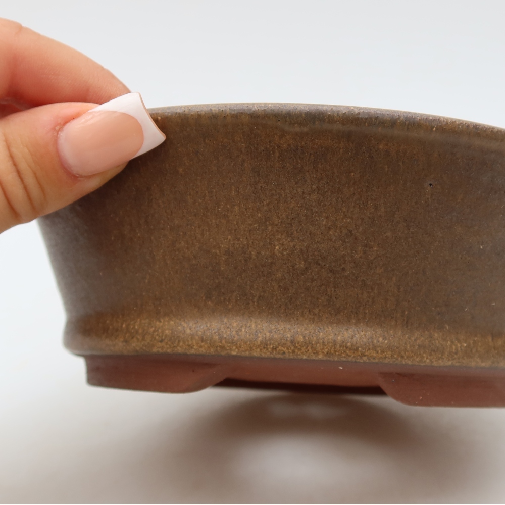 Pot à bonsaï en céramique 15,5 x 15,5 x 5,5 cm, couleur marron
