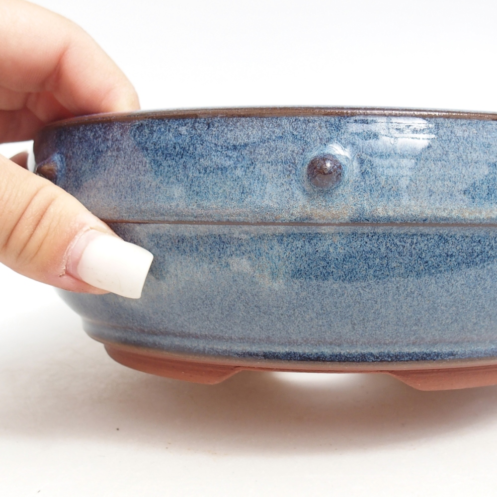 Bol à bonsaï en céramique 17,5 x 17,5 x 6 cm, couleur bleu