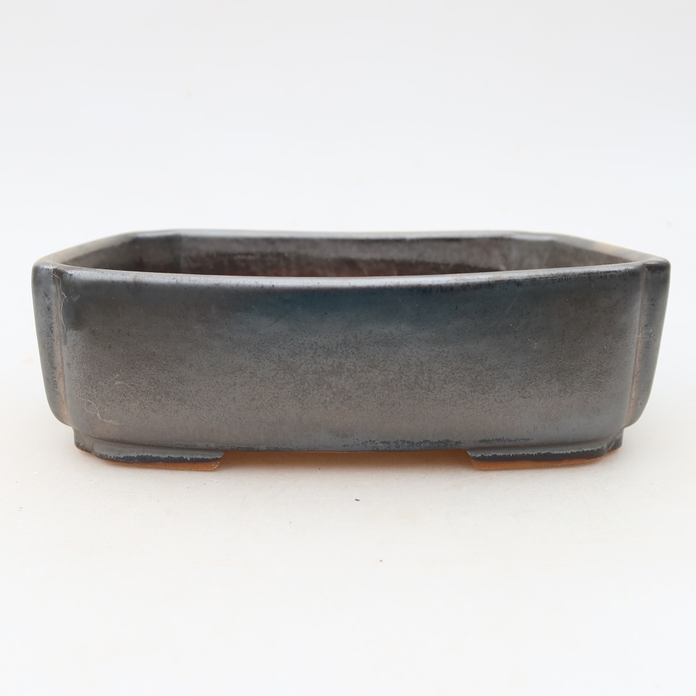 Pot à bonsaï en céramique 15 x 12,5 x 4,5 cm, couleur métallique