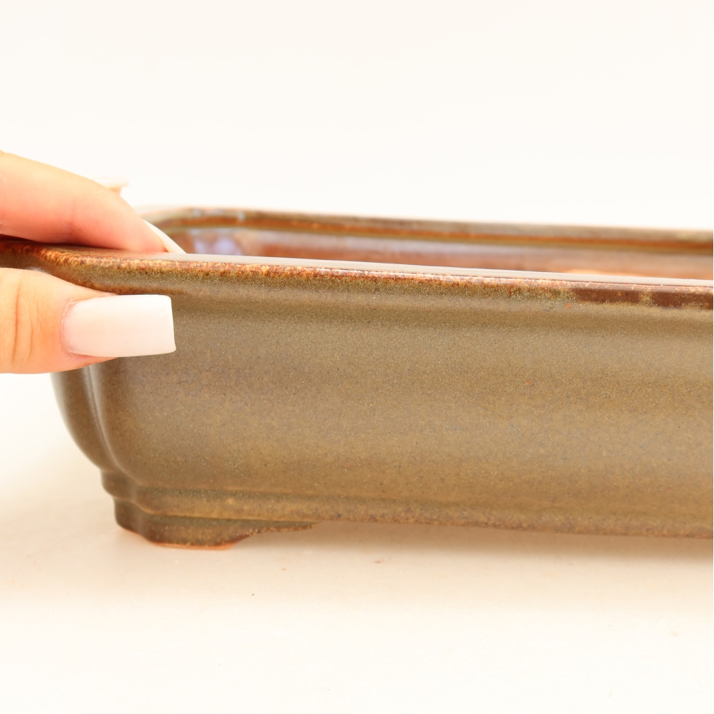 Pot à bonsaï en céramique 27,5 x 21,5 x 7 cm, couleur marron